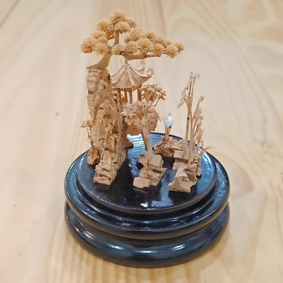 New Vintage Chinese Cork Carving Scenery Picture Sculpture Display - Picture 7 of 16